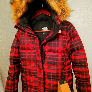 The North Face Gotham Red Plaid Puffer Jacket